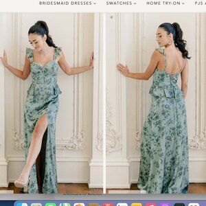 NWT Revelry Piper Satin Floral Print Dress Size 4 Petite Length in Sage Bouquet